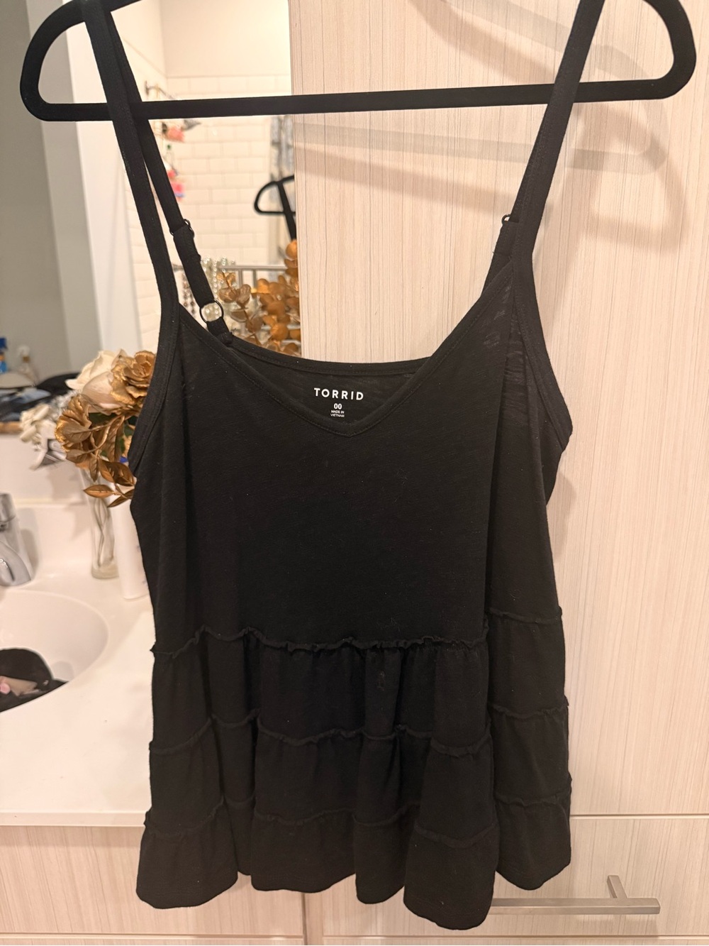 torrid Black Tiered Ruffle Cami with Adjustable Straps
